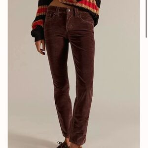 Free People Black Oracle Velvet Low Rise Slim straight Jeans